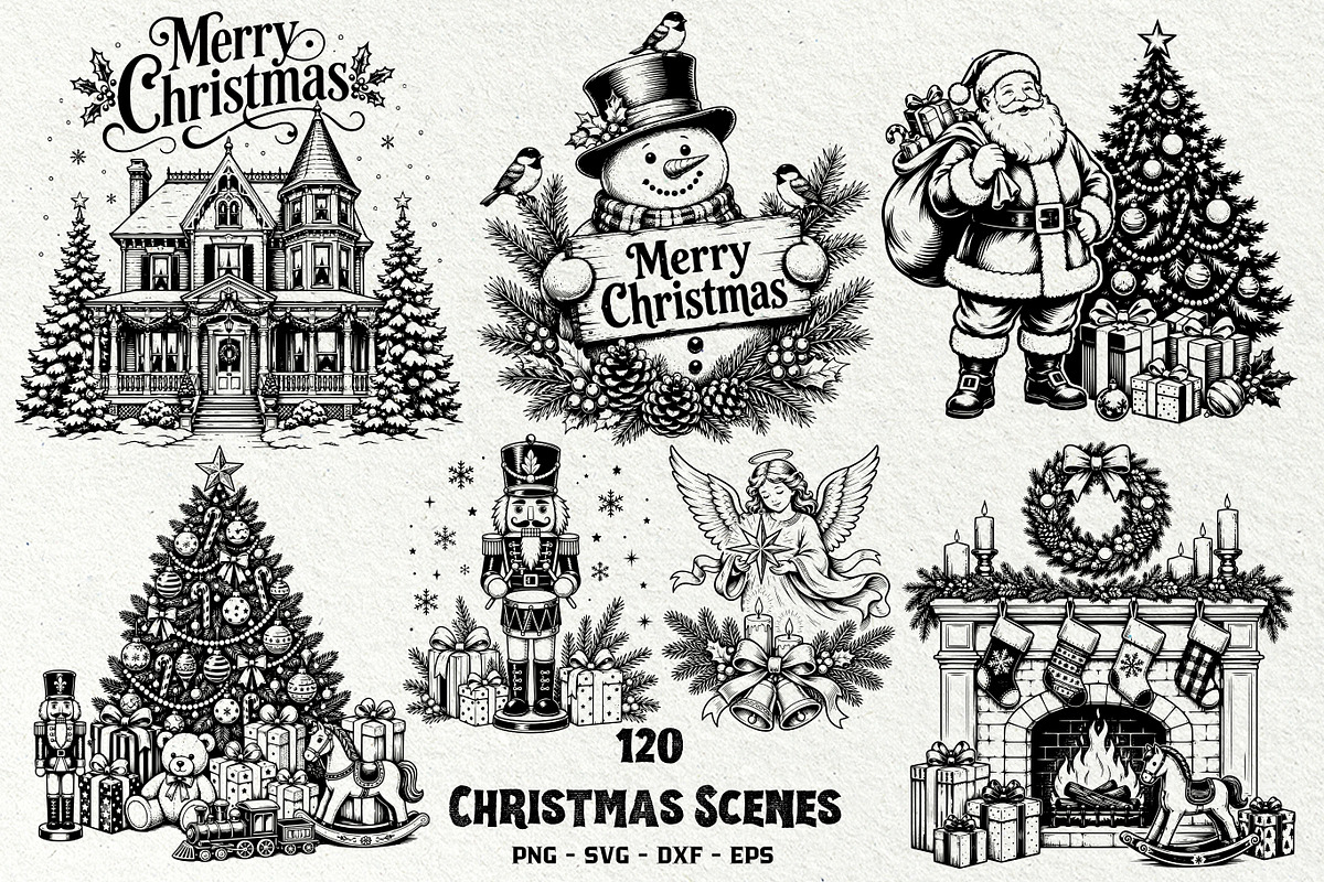 Christmas Scenes SVG Graphics, a Seasonal Illustration by DENIDigitalArtSudio (Photo 1 of 8)