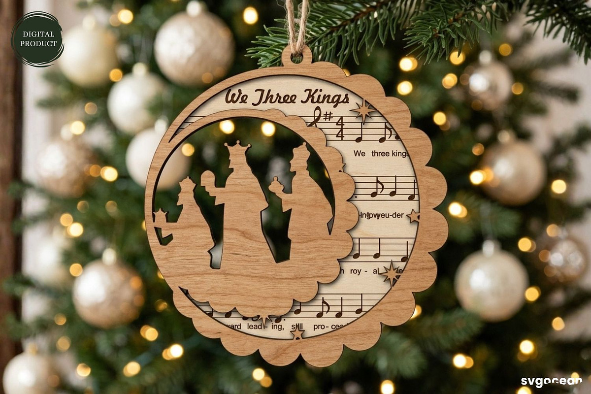 Nativity Sheet Music Ornaments SVG, a Decorative Illustration by svgocean (Photo 4 of 6)