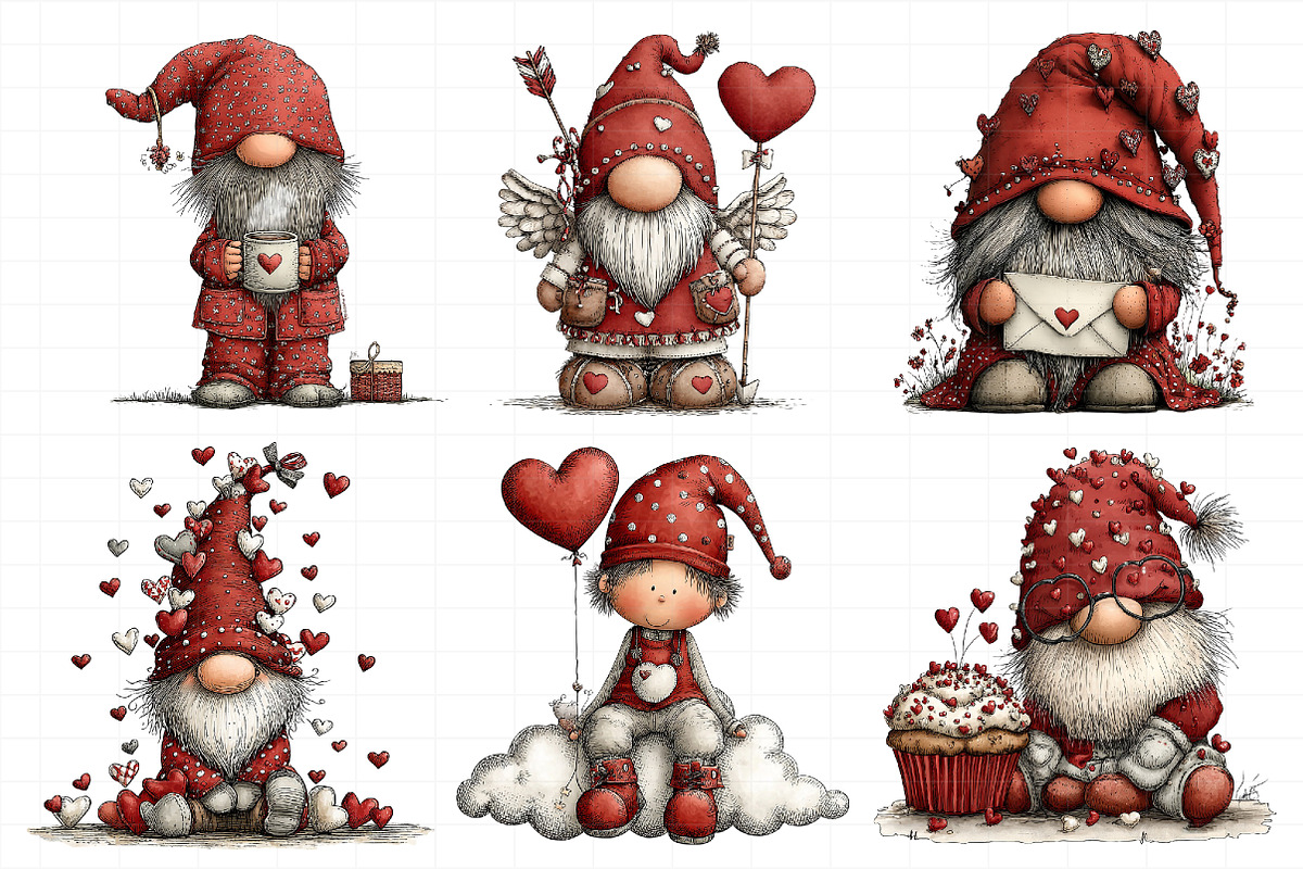 Valentine Gnome Clipart, an Illustration by Daily.Designs (Photo 4 of 6)