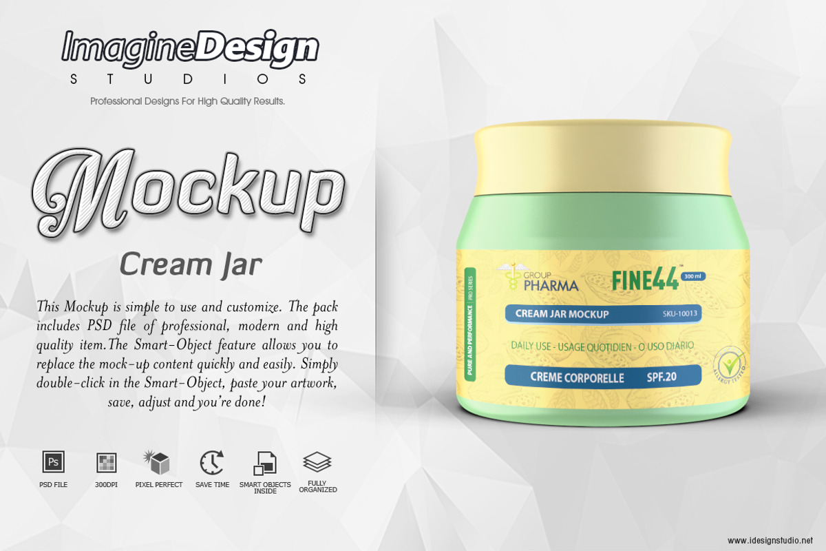 Cosmetic Jar Mockup, a Product Mockup by idesignstudio (Photo 2 of 6)
