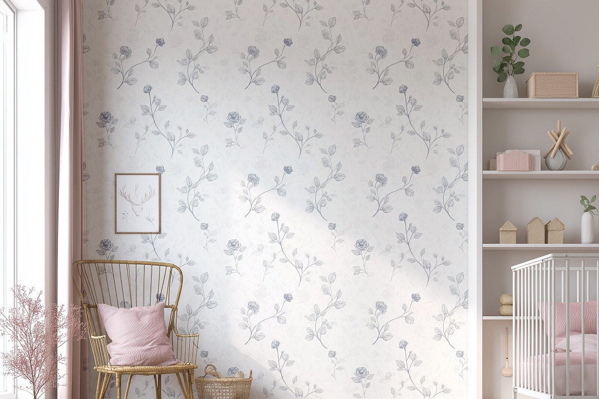 Floral Blue Toile Seamless Patterns, a Pattern Graphic by Olya Creative (Photo 6 of 18)