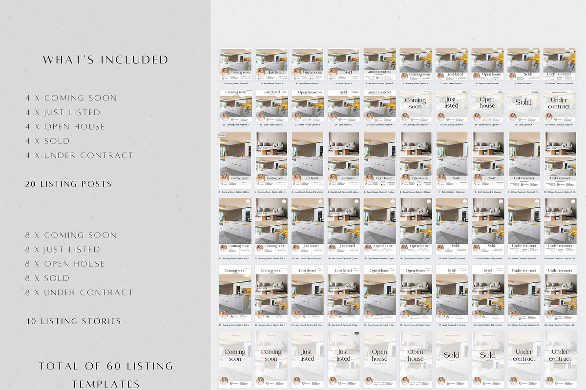 60 Real Estate Listing Posts Stories, a Social Media Template by ZoaniDesign (Photo 2 of 10)
