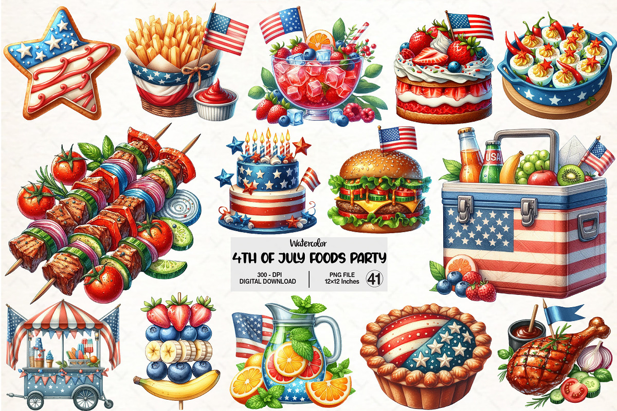 4th of July Foods Party Clipart, an Illustration by Pixels.Craft (Photo 1 of 7)