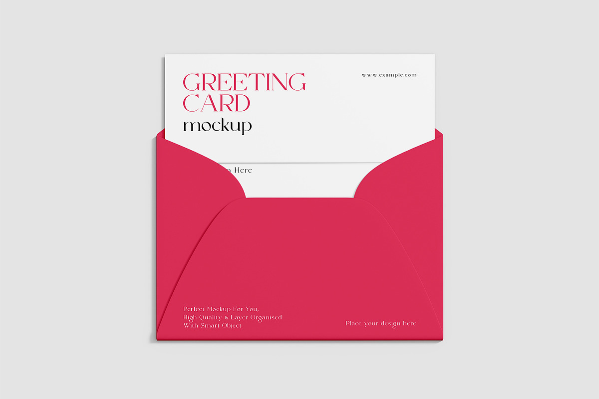Greeting Card Mockup & Red Envelope, a Mockup by graphypix (Photo 1 of 4)