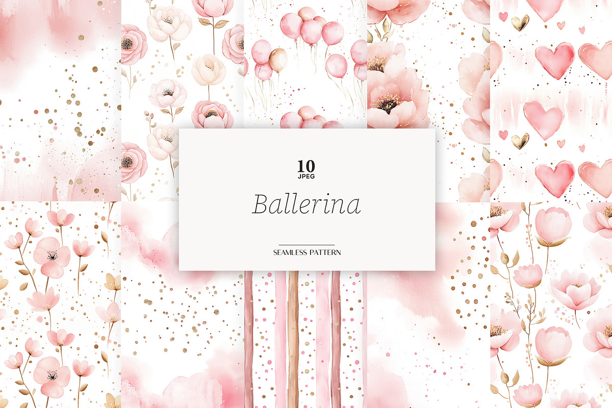 Ballerina Papers | Rose Gold Pattern, a Pattern Graphic by GlamArtZhanna (Photo 2 of 8)
