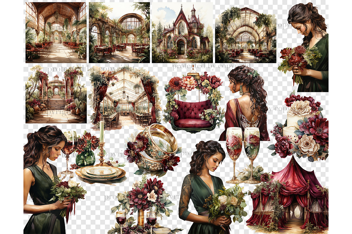 Bohemian Wedding Clipart Set, a Person Illustration by GlamArtZhanna (Photo 5 of 5)