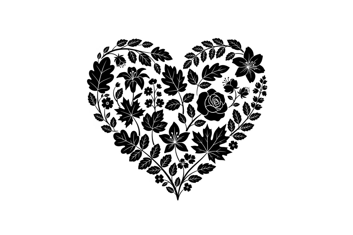 Floral Heart Silhouette Bundle, an Illustration by Designs_River (Photo 12 of 31)
