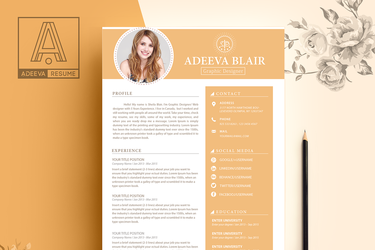 Clean Resume Template Blair, a Resume Template by AdeevaResume (Photo 2 of 4)