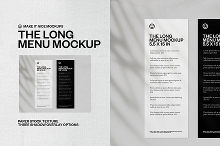 The Long Menu Mockup, a Stationery Template by makeitnicemockups