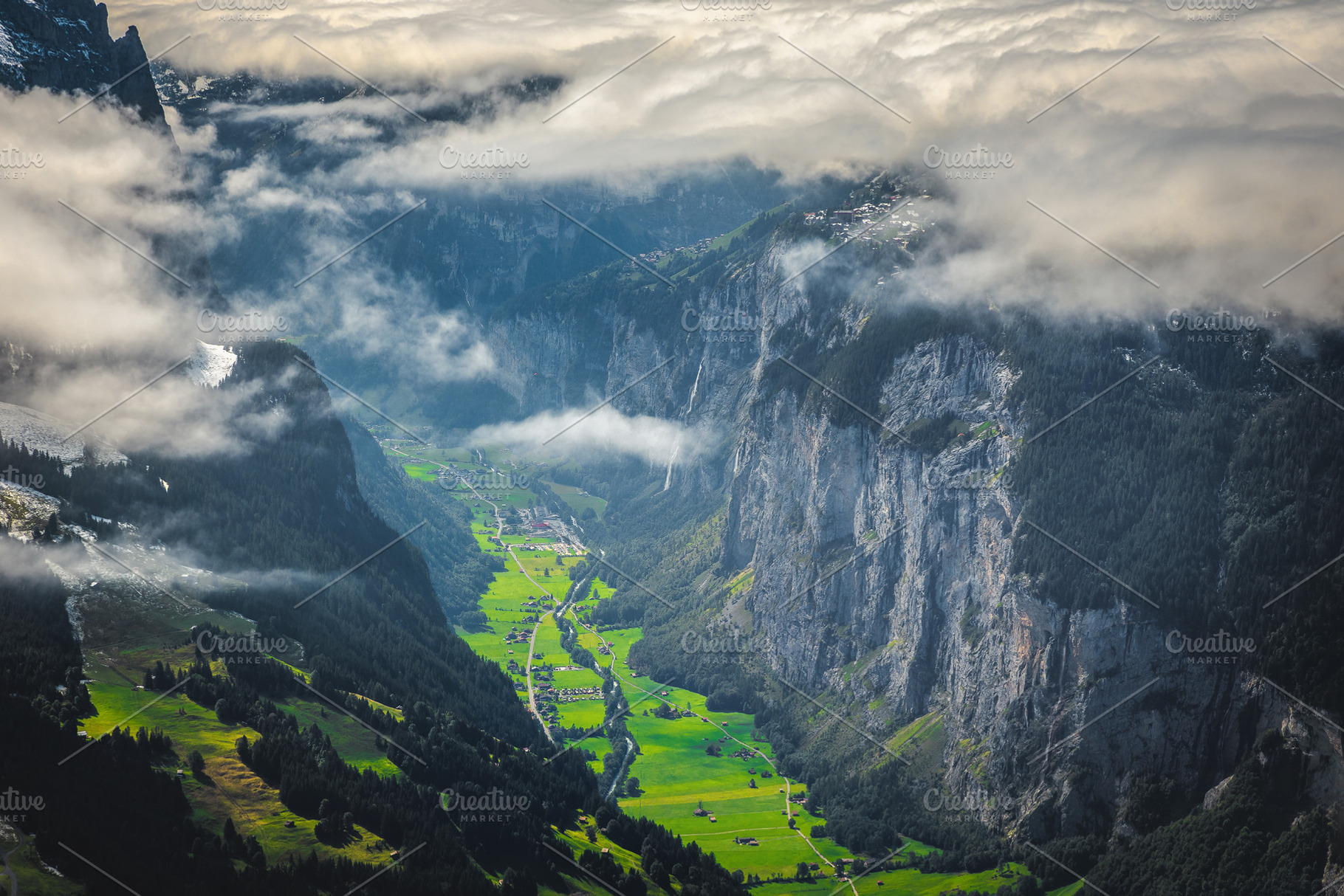 Green fields and stunning cliffs, a Nature Photo by Alpine Dreams