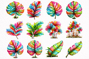 Watercolor Tropical Leaves, Summer, an Illustration by DreamArtGraphic (Thumbnail 5 of 8)