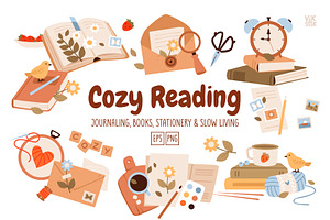 Cozy Reading Clipart Bundle, an Education Illustration by vik.stock