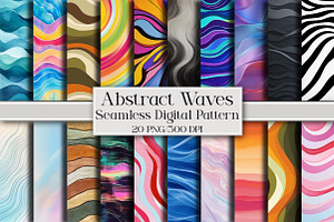 Abstract Waves Seamless Digital Patt, a Pattern Graphic by Libby Wishes
