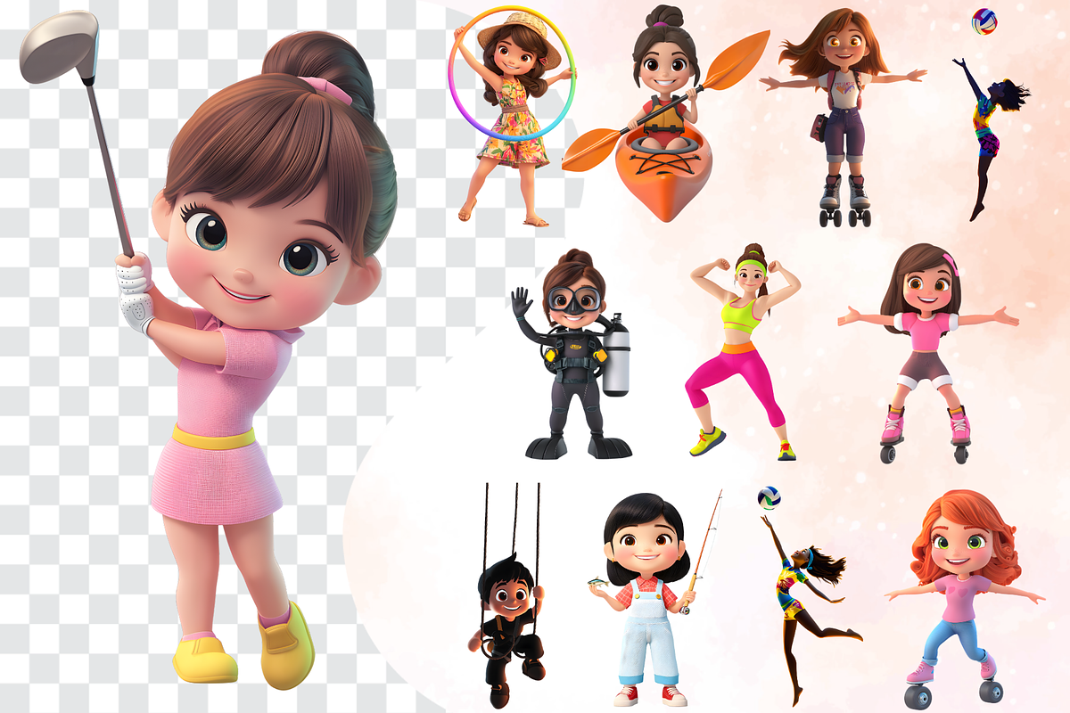 Cute 3D Summer Sport Characters, a Characters & Person 3D Model by Flourish Spark (Photo 6 of 9)