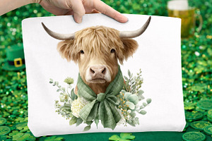 St Patrick S Day Highland Cow, an Illustration by DreamCafeArt