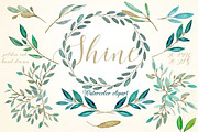 Shine gold leaves Watercolor clipart, an Illustration by LABFcreations (Thumbnail 2 of 5)