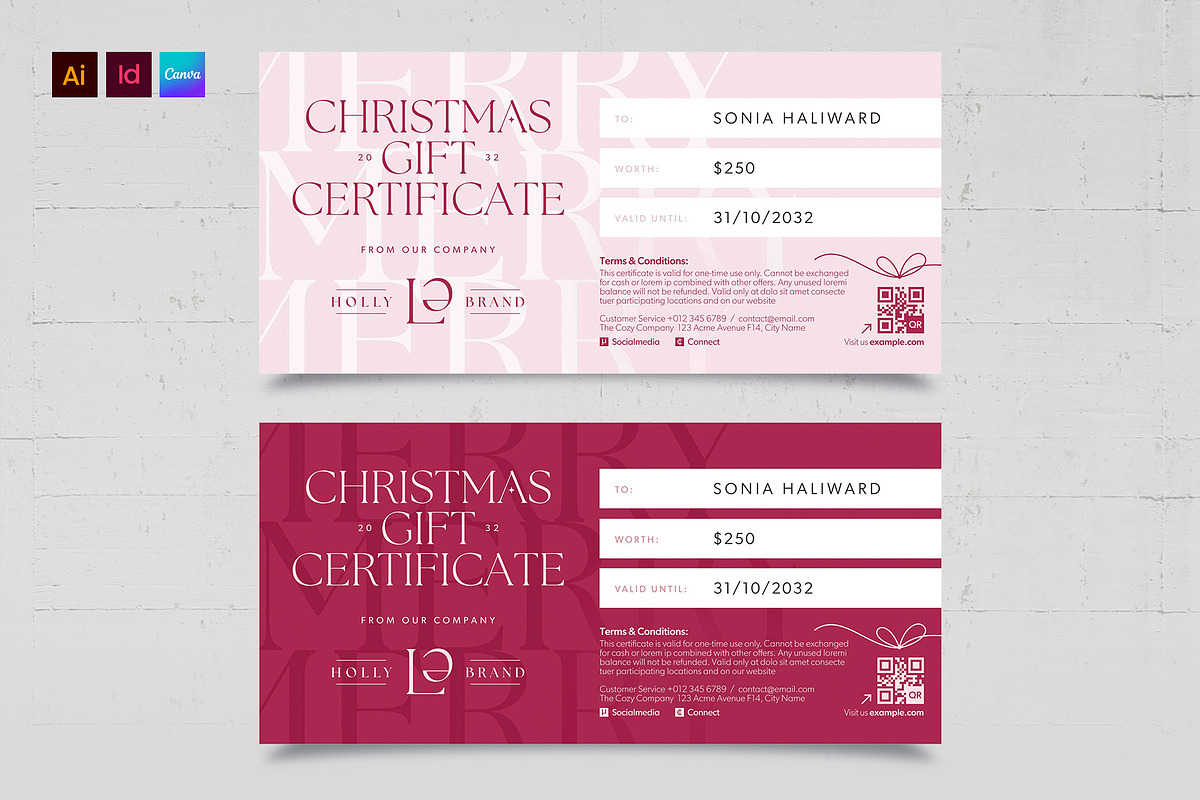 Christmas Gift Certificate Template, a Stationery Template by BrandPacks (Photo 5 of 5)