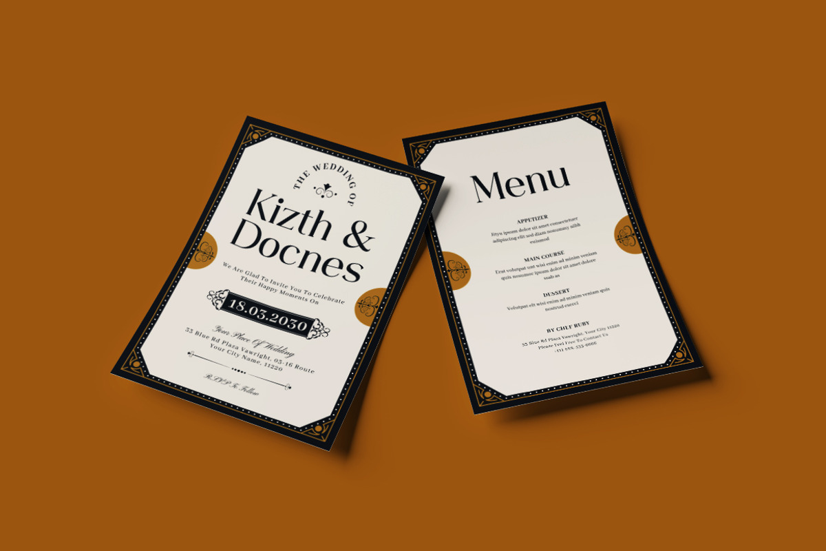 Deco Aesthetic Wedding Invitation, an Invitation Template by iDoodle Studio (Photo 2 of 4)