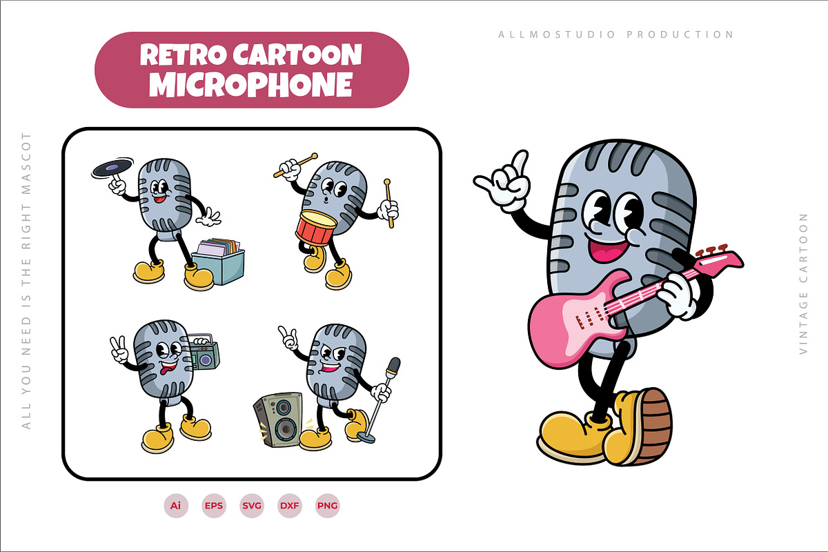 Microphone Character Mascot, an Object Illustration by Allmostudio (Photo 1 of 5)