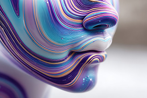 Colorful abstract art depicting a face with intricate swirling patterns and vib, a Person Photo by AlyaAnd