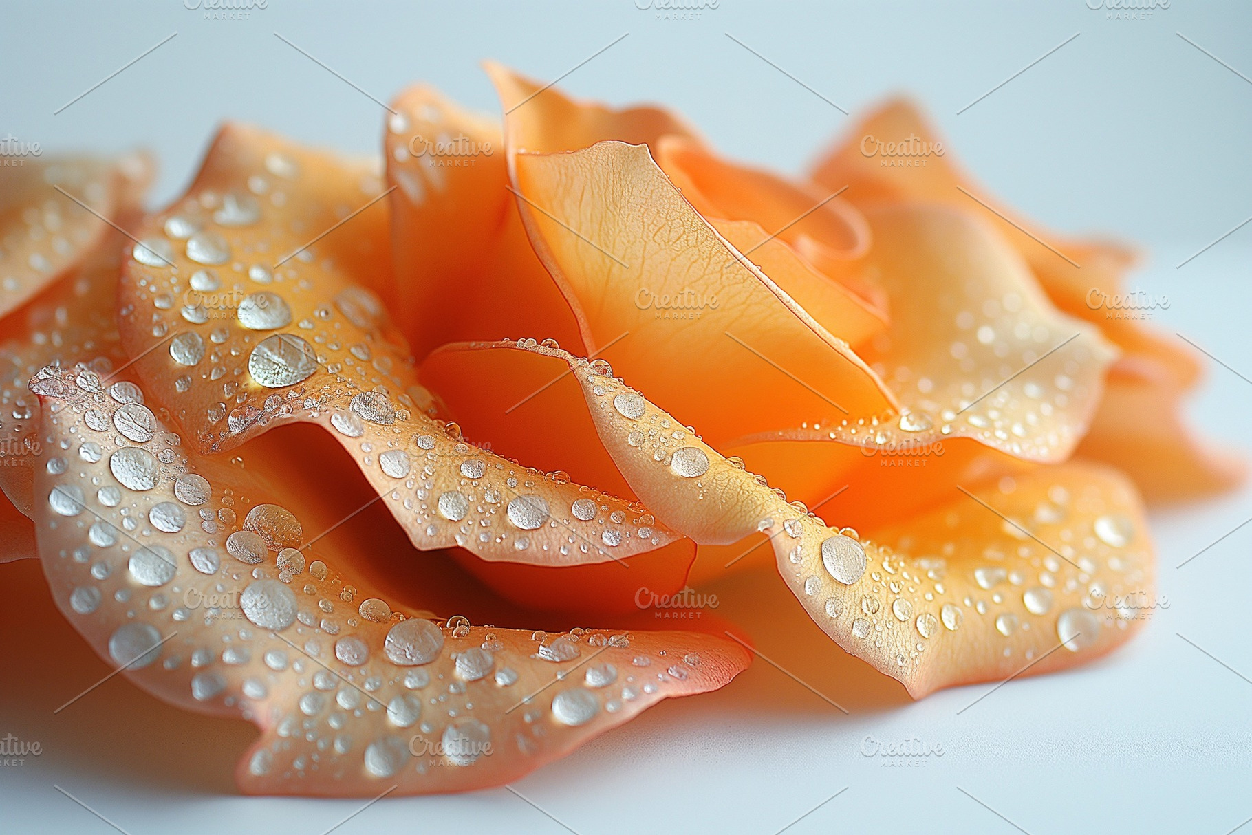 Close-up of a delicate orange rose covered in glistening water droplets, exudin, a Background Photo by ImageMir