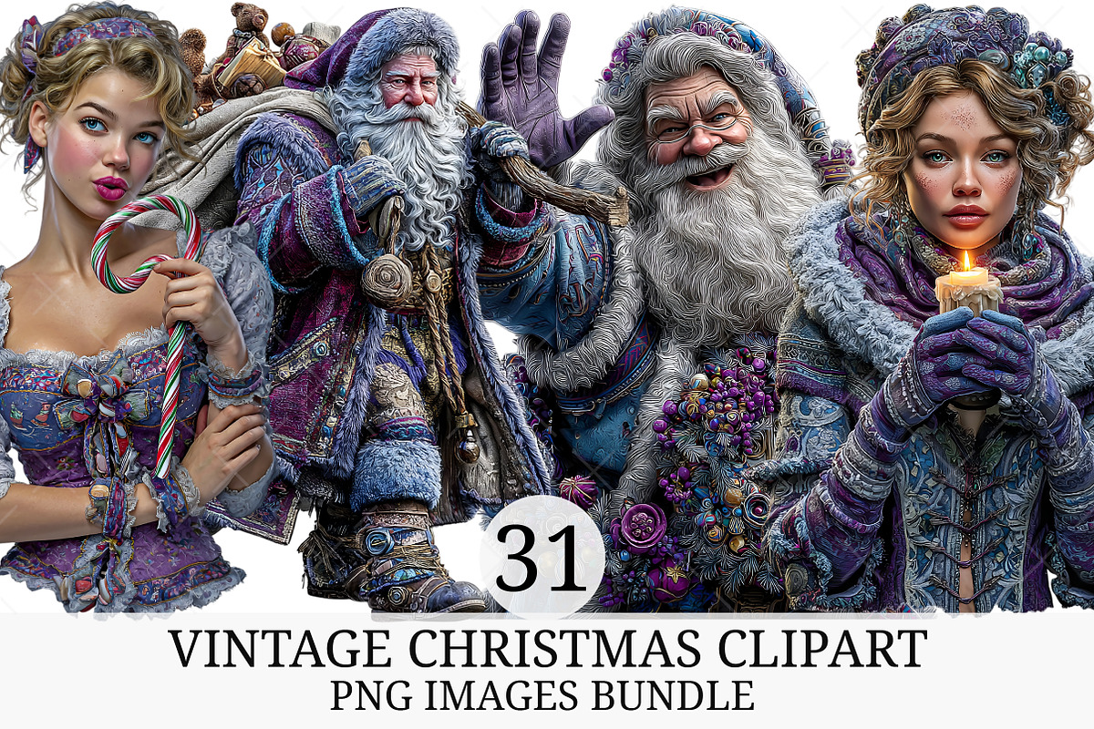 Vintage Christmas Clipart, an Illustration by Craft Nest (Photo 1 of 4)