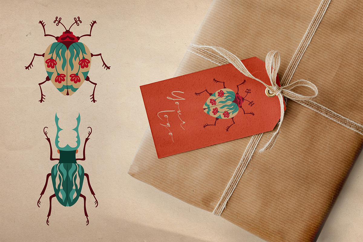 Folk art insects. Beetles collection, a Decorative Illustration by Neliakott ♥ (Photo 3 of 10)