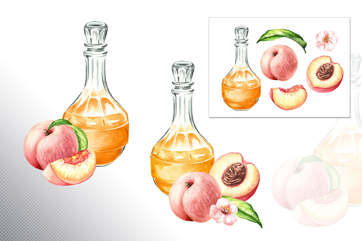 Ripe Peaches. Watercolor set, a Food Illustration by Daria Ustiugova (Photo 16 of 23)