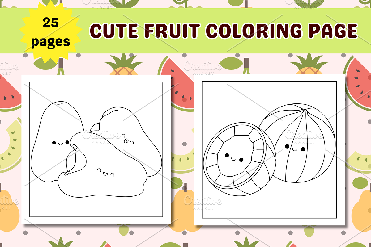 Cute Fruit Coloring Pages For Kids, a Food Illustration by Salaly (Photo 4 of 8)