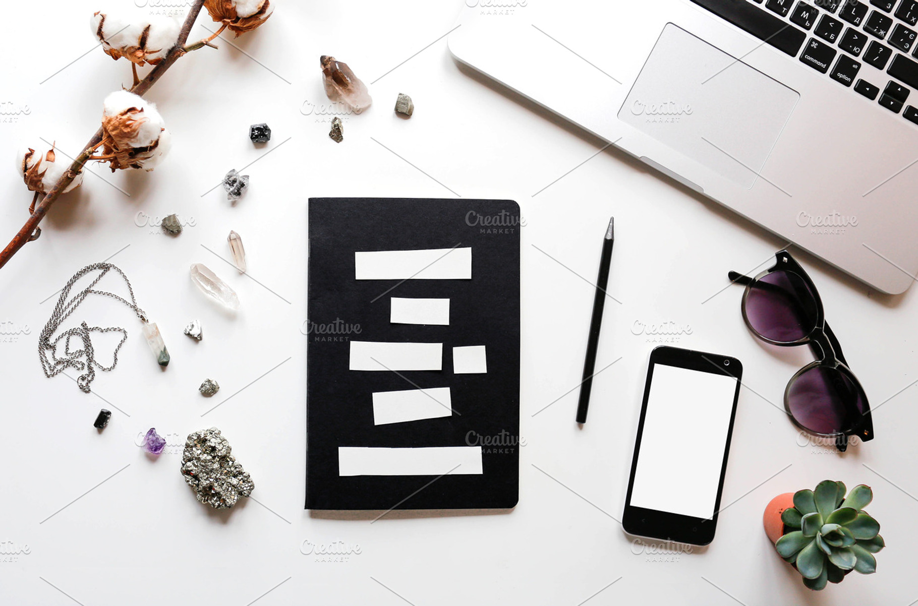 Notebook and phone mockup on a table, a Beauty & Fashion Photo by tetihalva