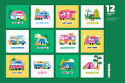 RV Camper Clipart & Printable Cards, a Transportation Illustration by Ejevyaka (Thumbnail 4 of 6)