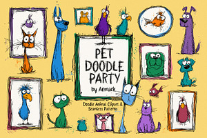 Pet Doodle Party. Clipart & Patterns, a Pattern Graphic by AnMark