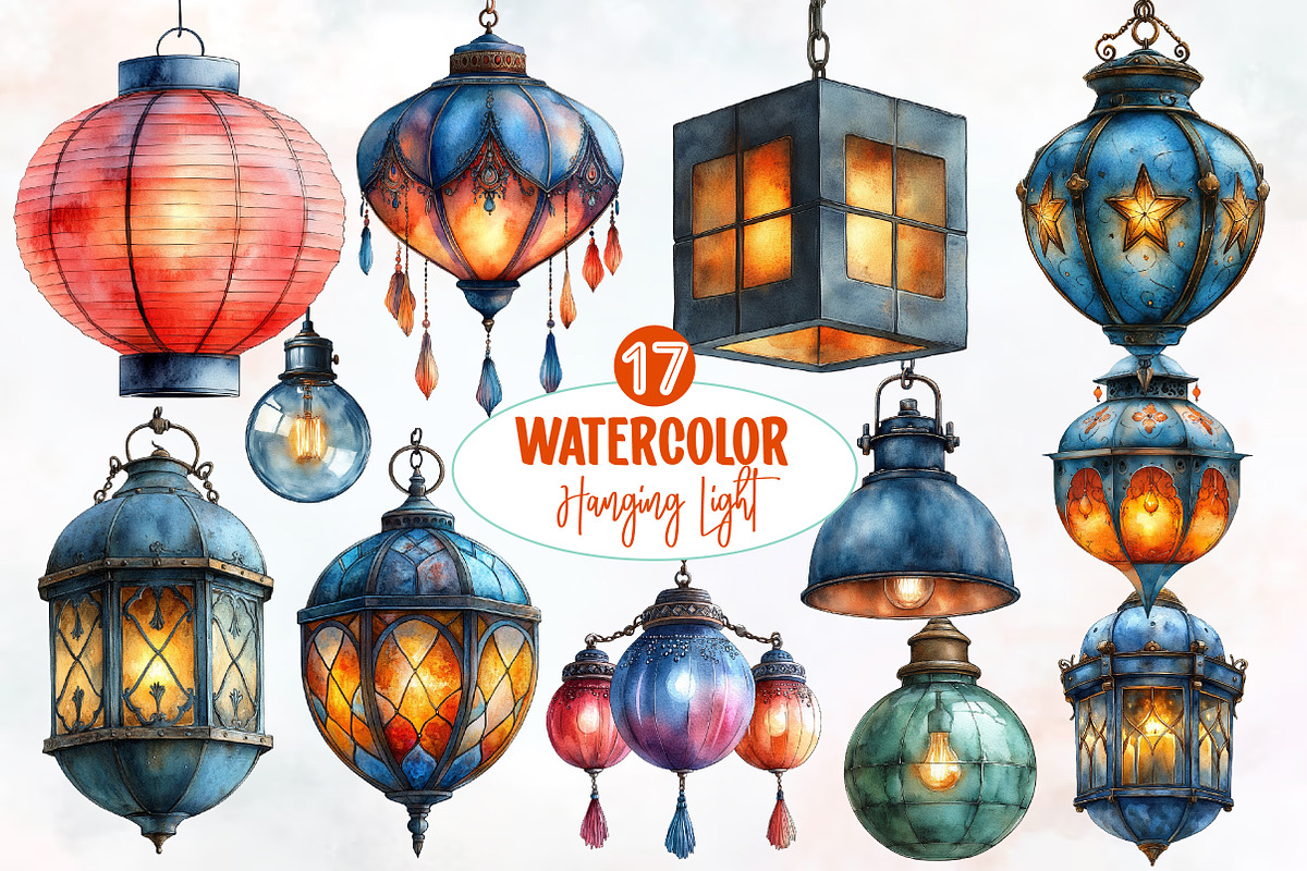 Watercolor Hanging Light  Clipart, an Illustration by Designworld (Photo 1 of 5)