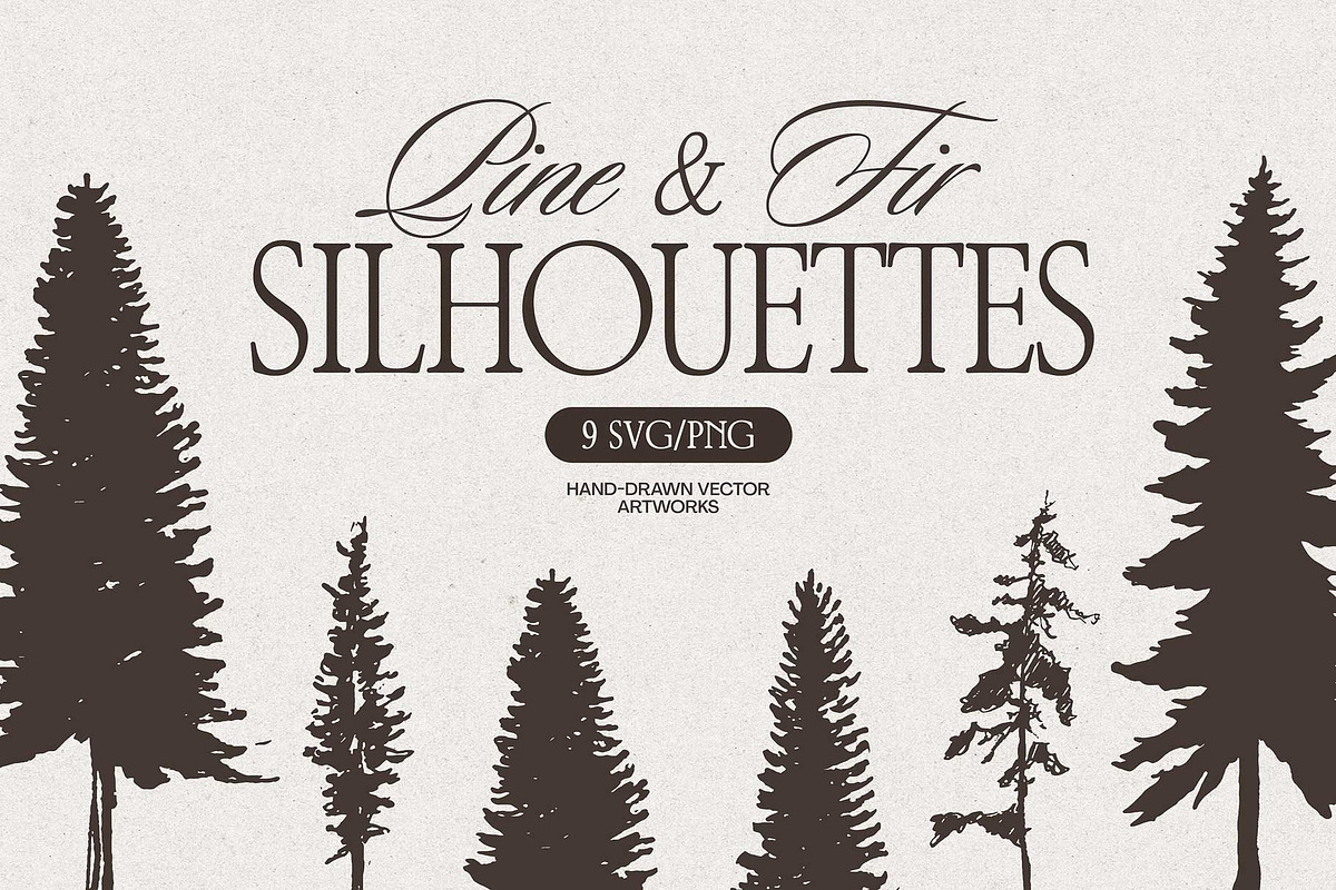 Pine and Fir Tree Silhouettes, an Object Illustration by TheMountBirdStudio (Photo 1 of 6)