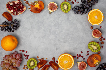 different autumn fruits