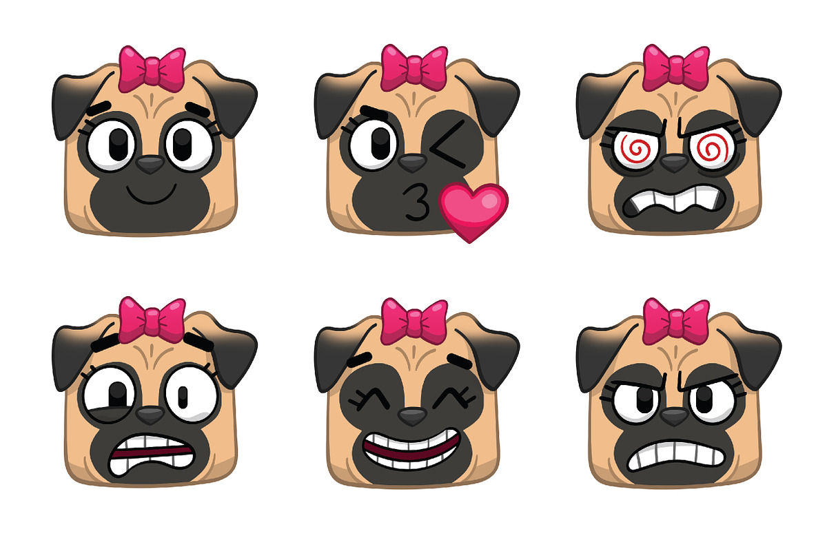 Pug Emoji Set, an Animal Illustration by Cartoon Shop (Photo 6 of 10)