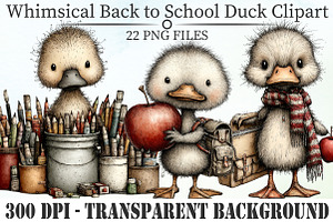 Whimsical Back to School Duck PNG, an Animal Illustration by Libby Wishes