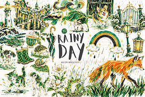 Rainy Day Clipart, a Seasonal Illustration by Markicha Art