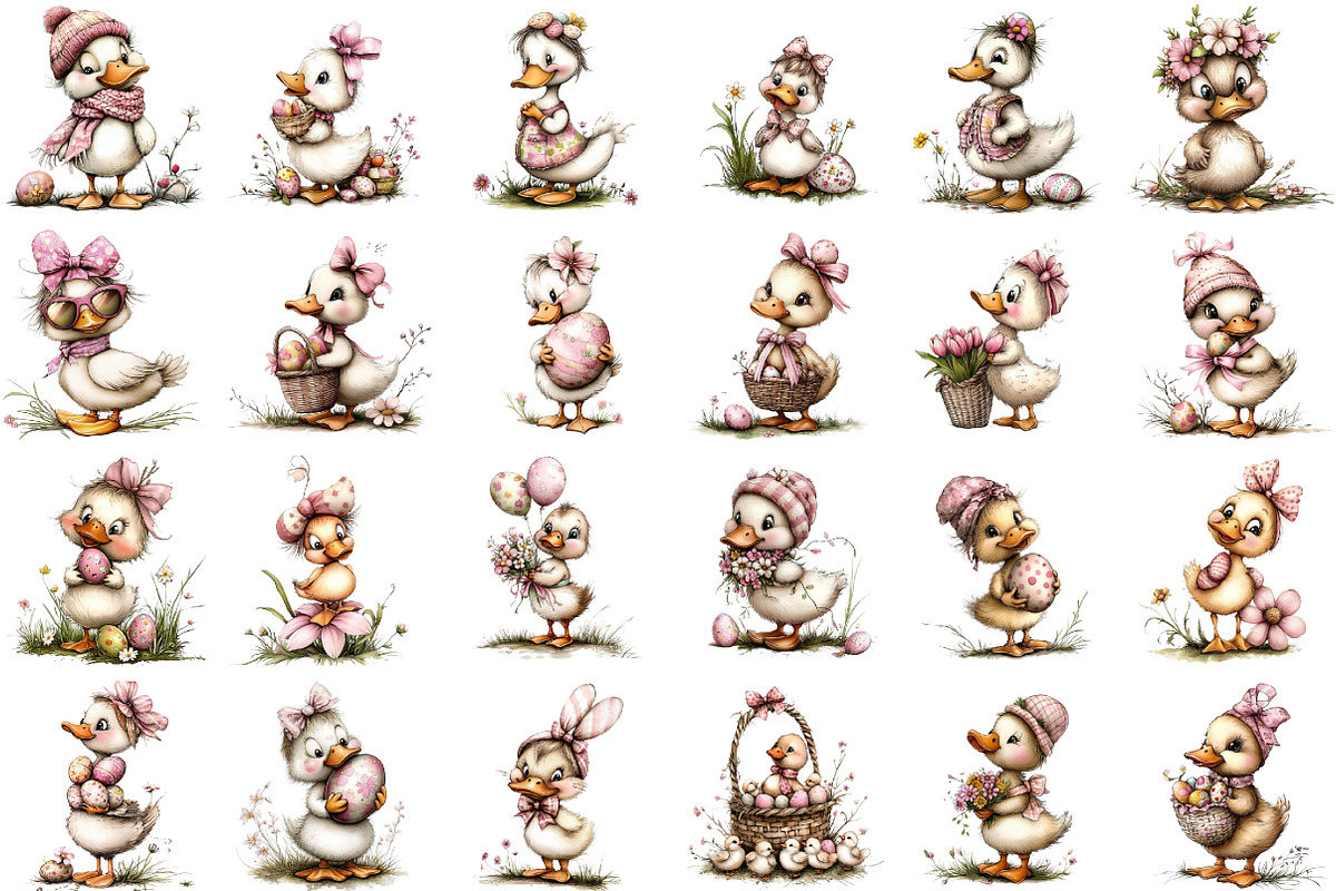 Whimsical Easter Duck Clipart, an Illustration by designcity5 (Photo 2 of 5)