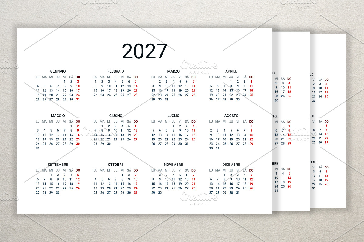 2027 calendar template in Italian, a Stationery Template by Ederella (Photo 2 of 2)
