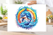 Watercolor Summer Dolphin Clipart Bu, an Illustration by SVGArt (Thumbnail 5 of 9)