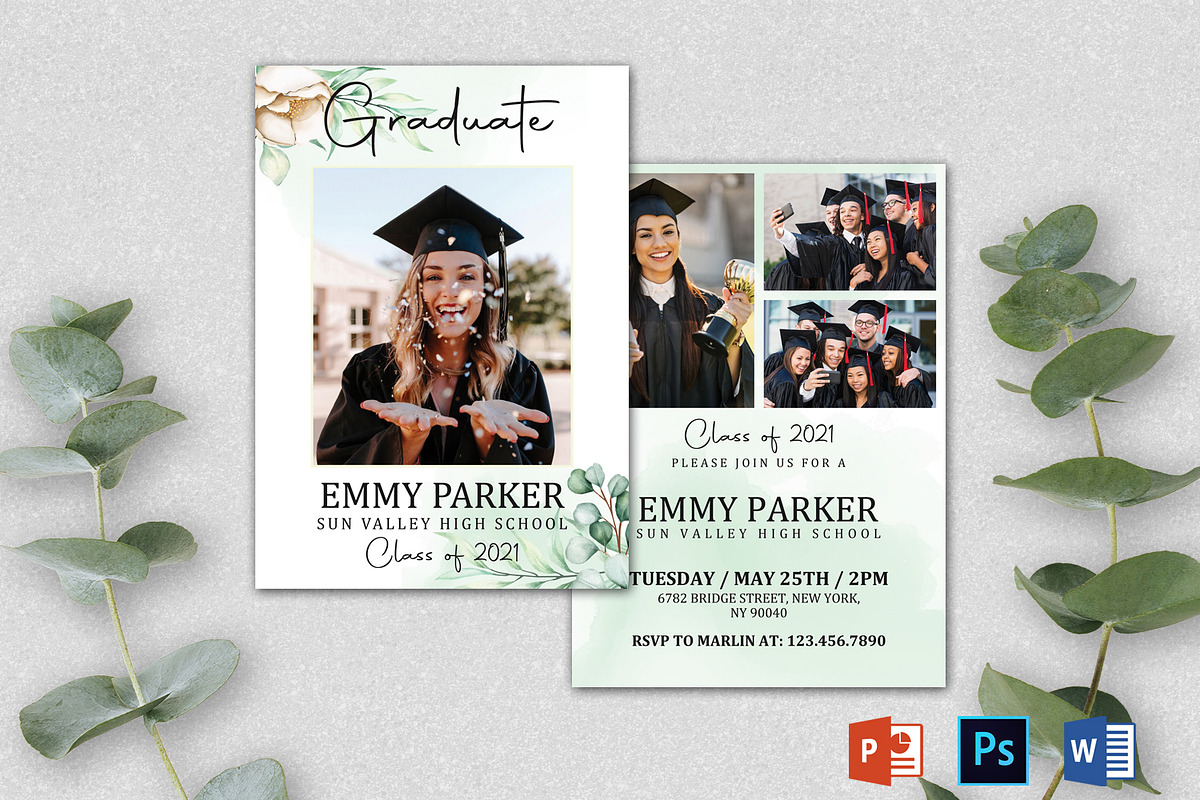 Graduation Announcement Template, a Card Template by Designscozy (Photo 3 of 5)