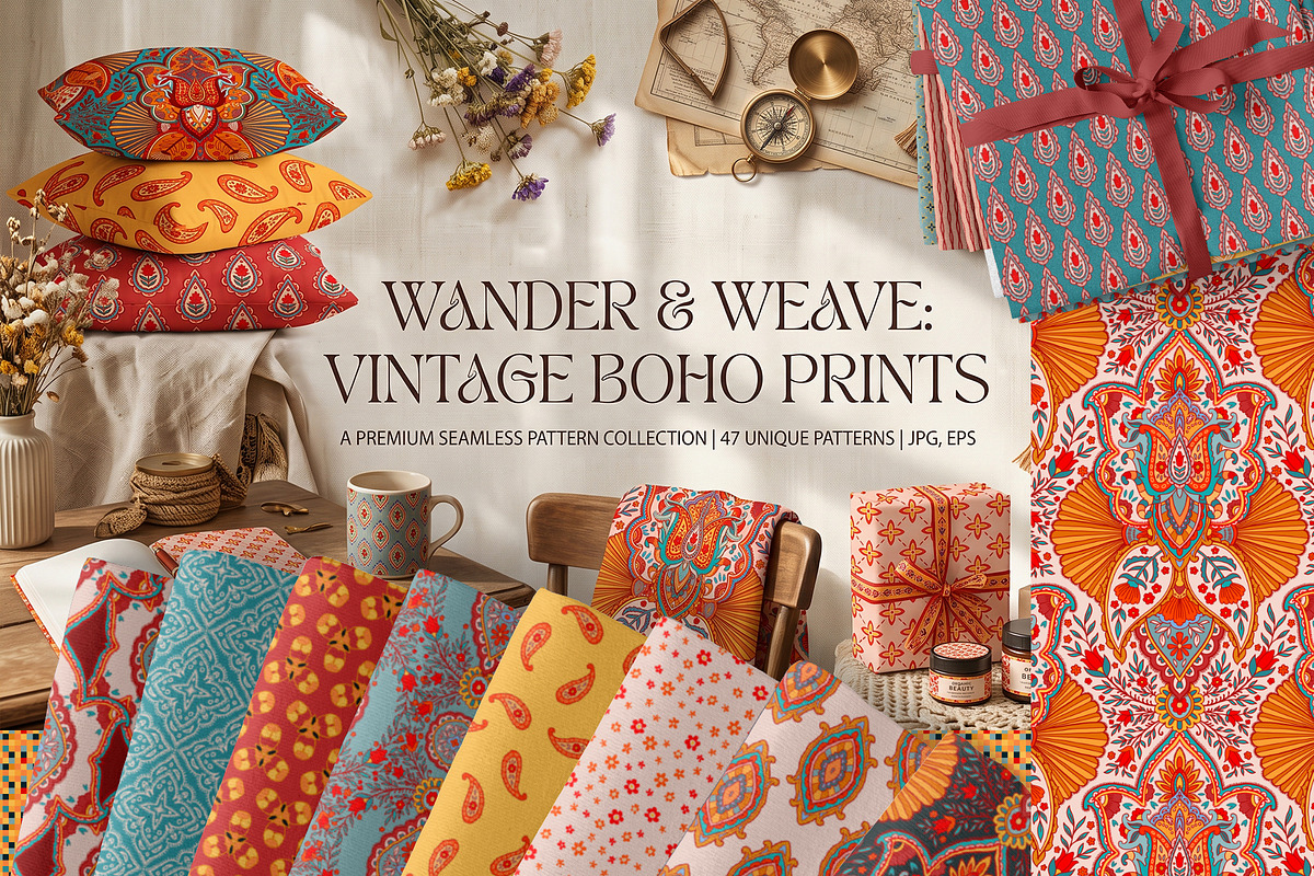 Vintage Boho & Folk Patterns, a Pattern Graphic by Sonulkaster (Photo 1 of 12)