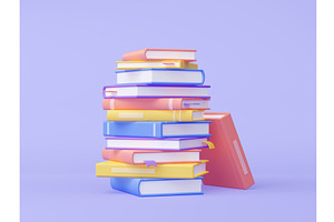 Pile Of Books 3D Render Isolated On