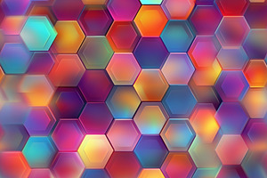 Seamless colorful hexagonal pattern featuring a blend of hues including purple,, a Pattern Graphic by Textures & Backgrounds