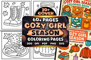 Cozy Girl Season Coloring Pages, a Seasonal Illustration by Craftsbeefy (Thumbnail 1 of 4)