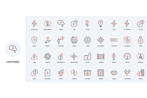 Lightning bolt power plant icons, a Technology Illustration by Lemberg Vector