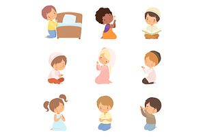 Cute Little Kids Characters, an Illustration by TopVectors