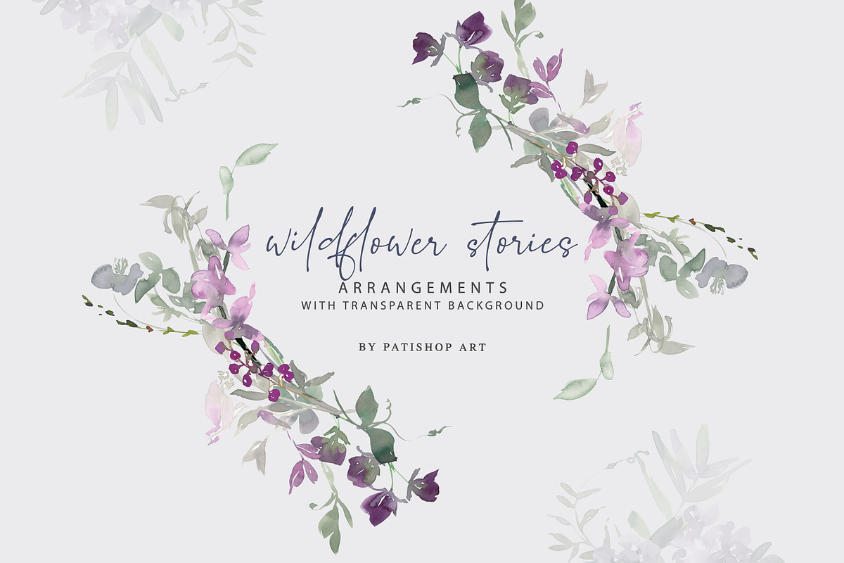 Watercolor Wildflower Clipart Set, an Illustration by Patishop Art (Photo 2 of 23)