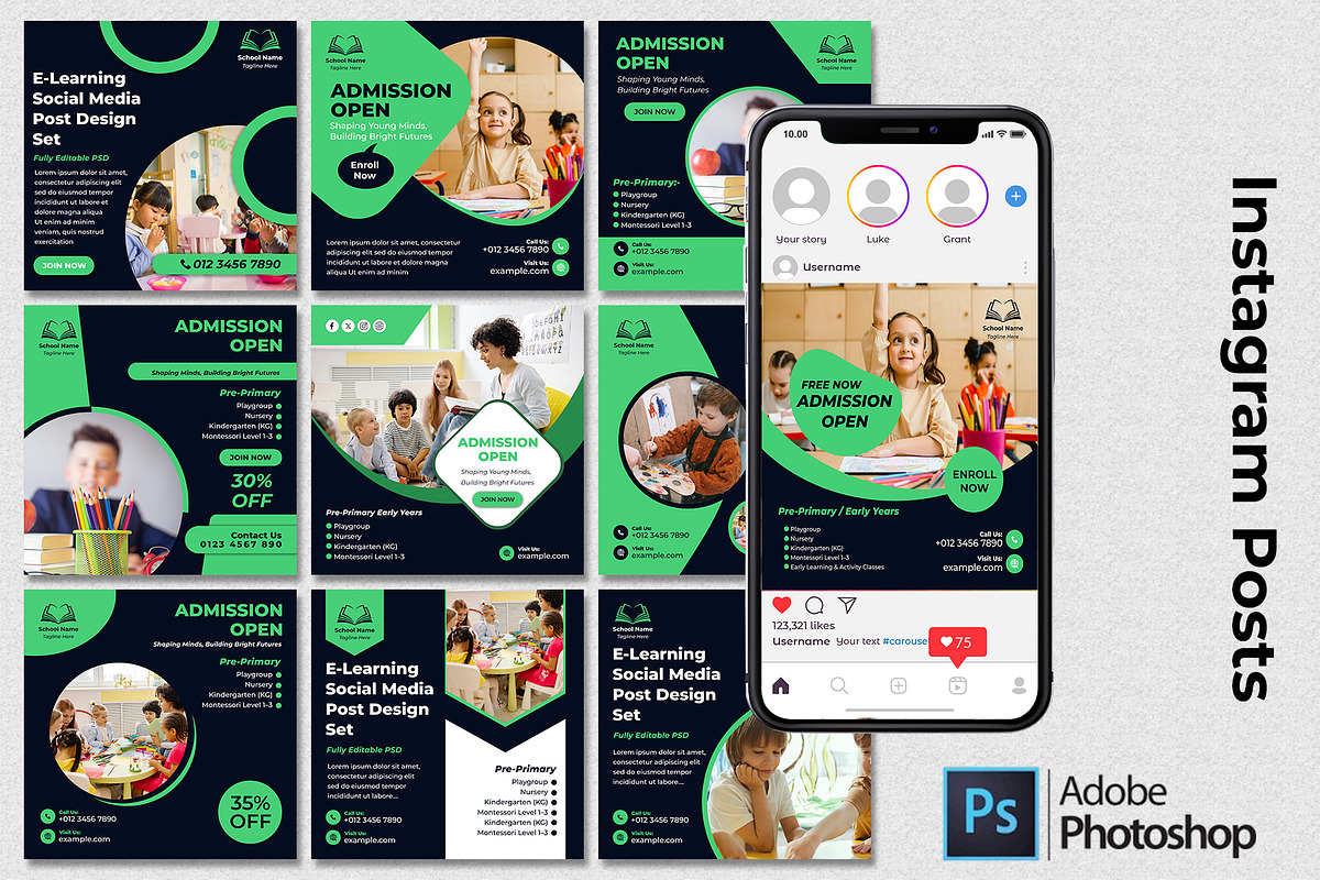 School Editable Instagram Post, a Social Media Template by Mohammad Sarfaraz (Photo 1 of 5)